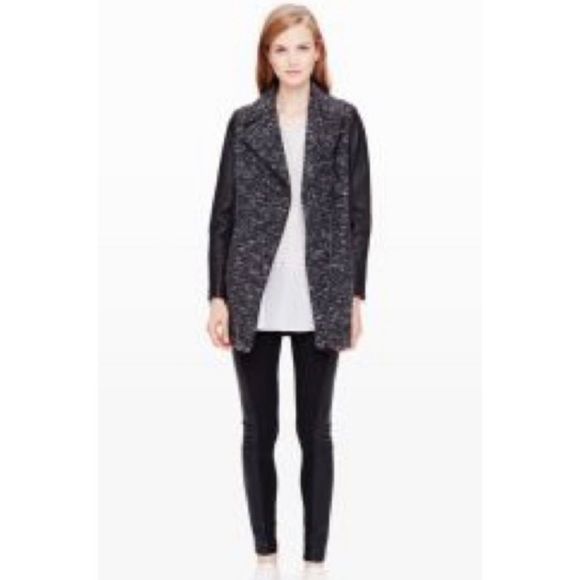 Club Monaco  Women’s Tweeted Jacket Leather Sleeves Size: XS - Picture 1 of 16